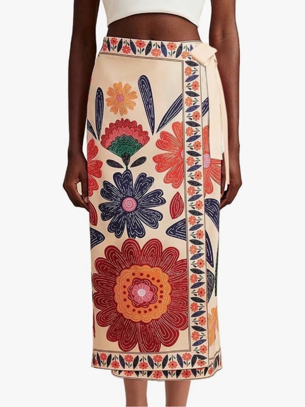 NWT - Women’s Floral Wrap Midi Skirt, XS